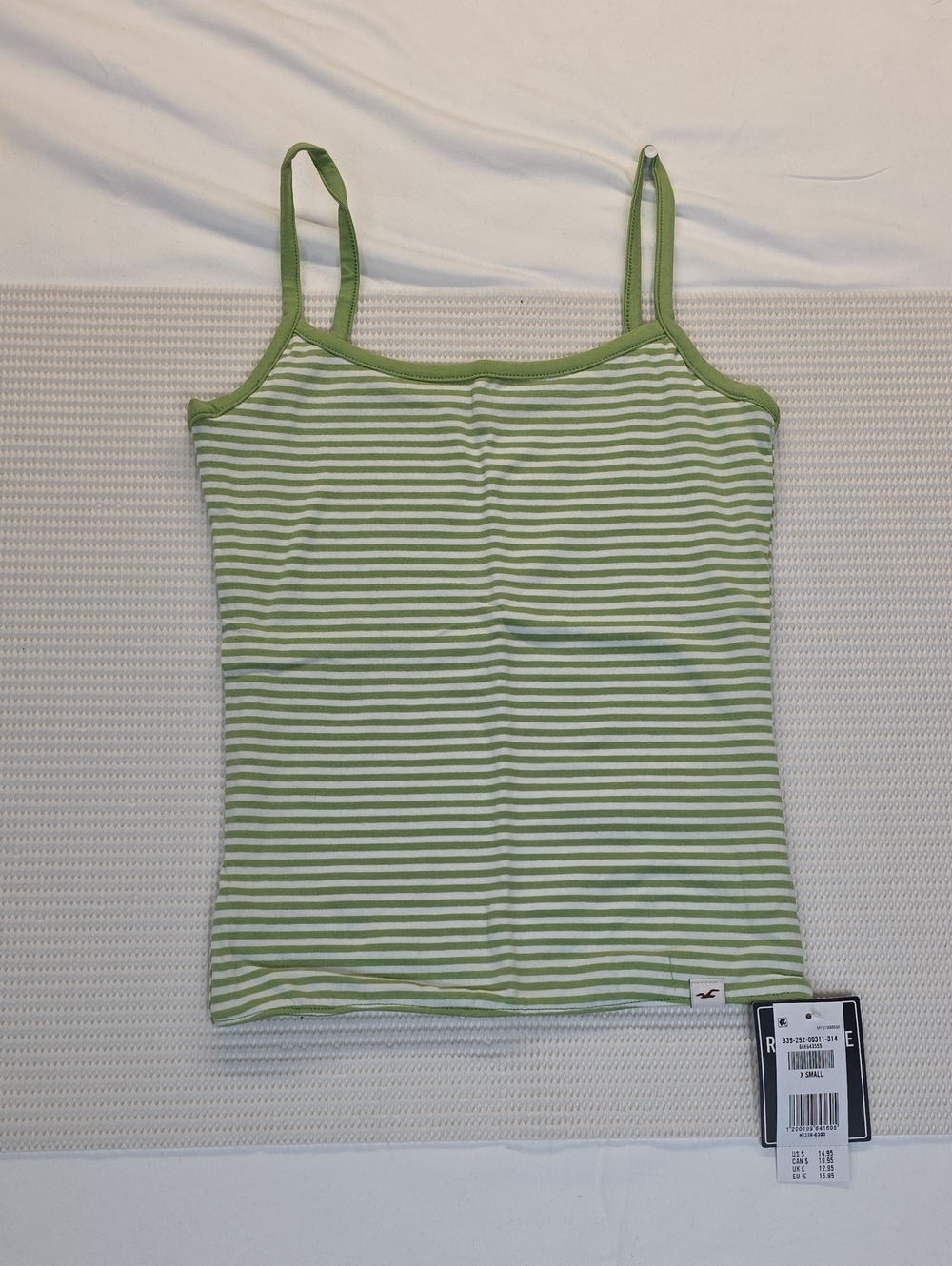 Hollister Light Green & White Striped Cami XSmall